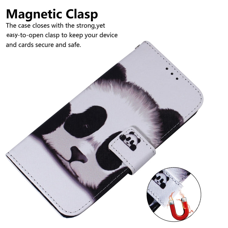 For iPhone 16e Coloured Drawing Flip Leather Phone Case(Panda) by bashfashion