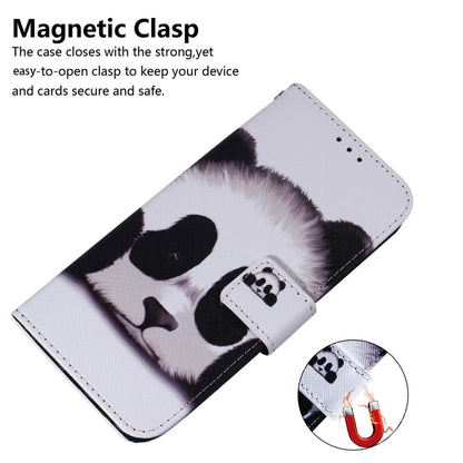 For iPhone 16e Coloured Drawing Flip Leather Phone Case(Panda) by bashfashion