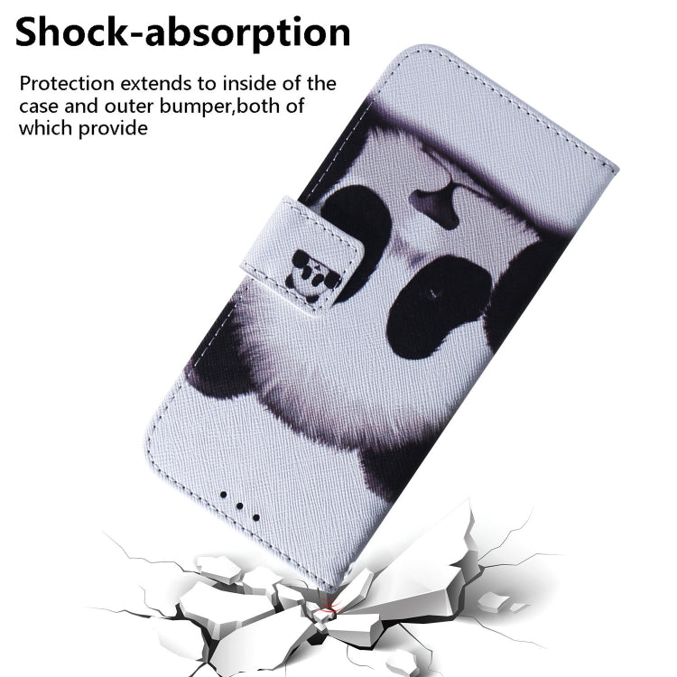 For iPhone 16e Coloured Drawing Flip Leather Phone Case(Panda) by bashfashion