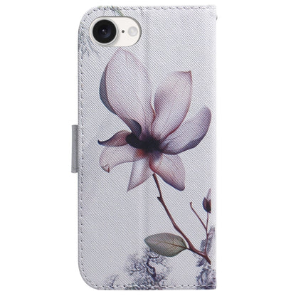 For iPhone 16e Coloured Drawing Flip Leather Phone Case(Magnolia) by bashfashion