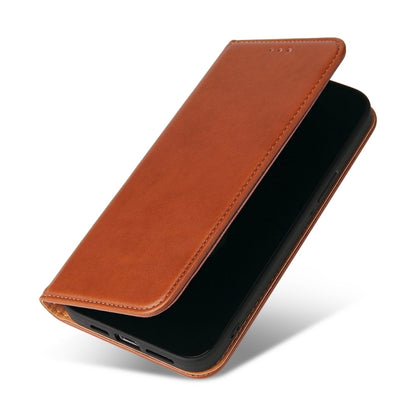 For iPhone 15 Pro Max Fierre Shann PU Genuine Leather Texture Phone Case(Brown) by FIERRE SHANN