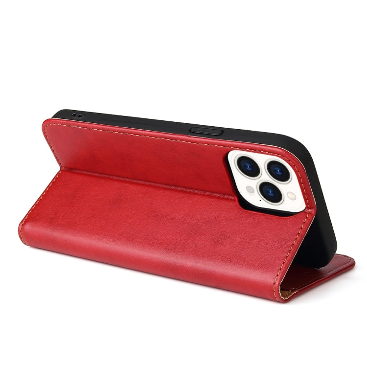 For iPhone 15 Pro Max Fierre Shann PU Genuine Leather Texture Phone Case(Red) by FIERRE SHANN