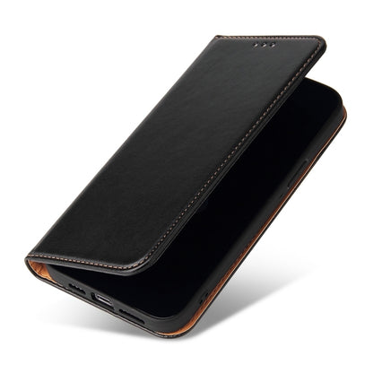 For iPhone 15 Pro Fierre Shann PU Genuine Leather Texture Phone Case(Black) by FIERRE SHANN