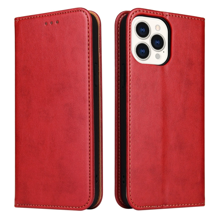 For iPhone 15 Pro Fierre Shann PU Genuine Leather Texture Phone Case(Red) by FIERRE SHANN