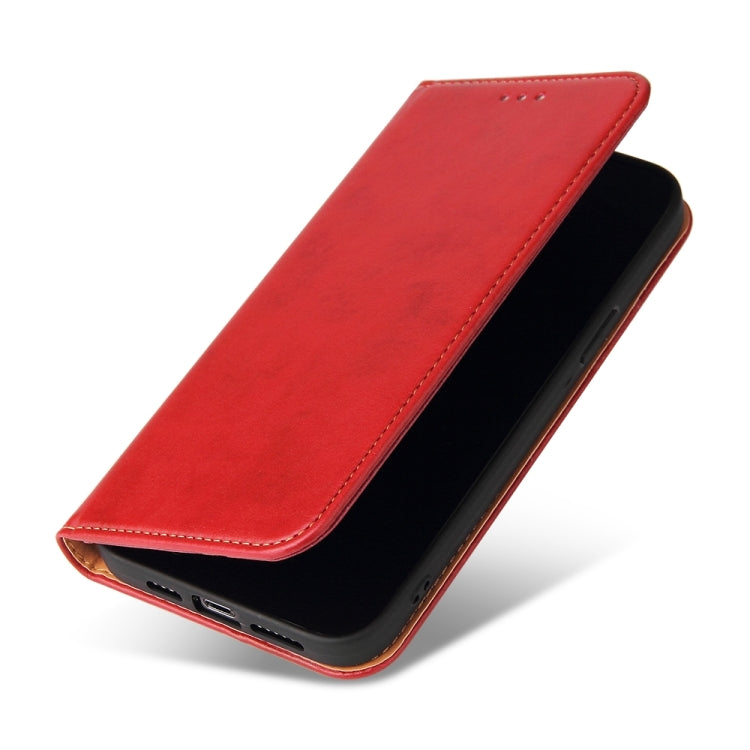 For iPhone 15 Pro Fierre Shann PU Genuine Leather Texture Phone Case(Red) by FIERRE SHANN