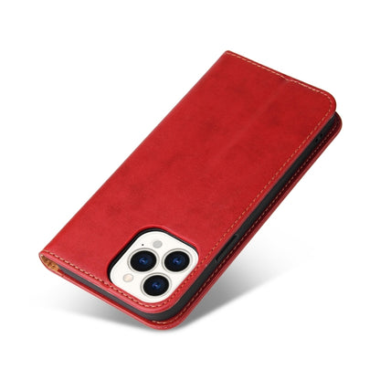 For iPhone 15 Pro Fierre Shann PU Genuine Leather Texture Phone Case(Red) by FIERRE SHANN
