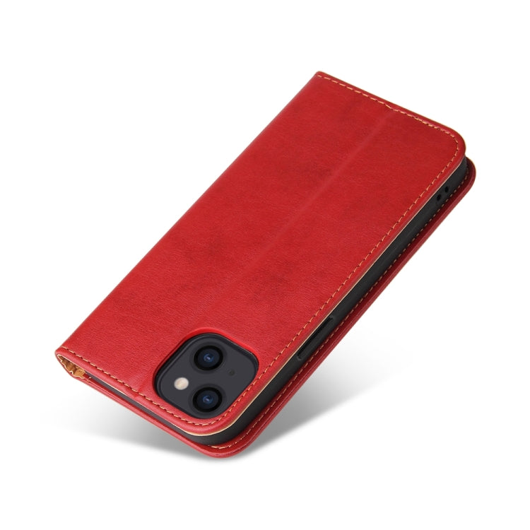 For iPhone 15 Plus Fierre Shann PU Genuine Leather Texture Phone Case(Red) by FIERRE SHANN