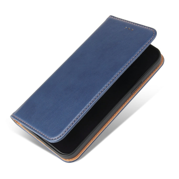 For iPhone 15 Fierre Shann PU Genuine Leather Texture Phone Case(Blue) by FIERRE SHANN