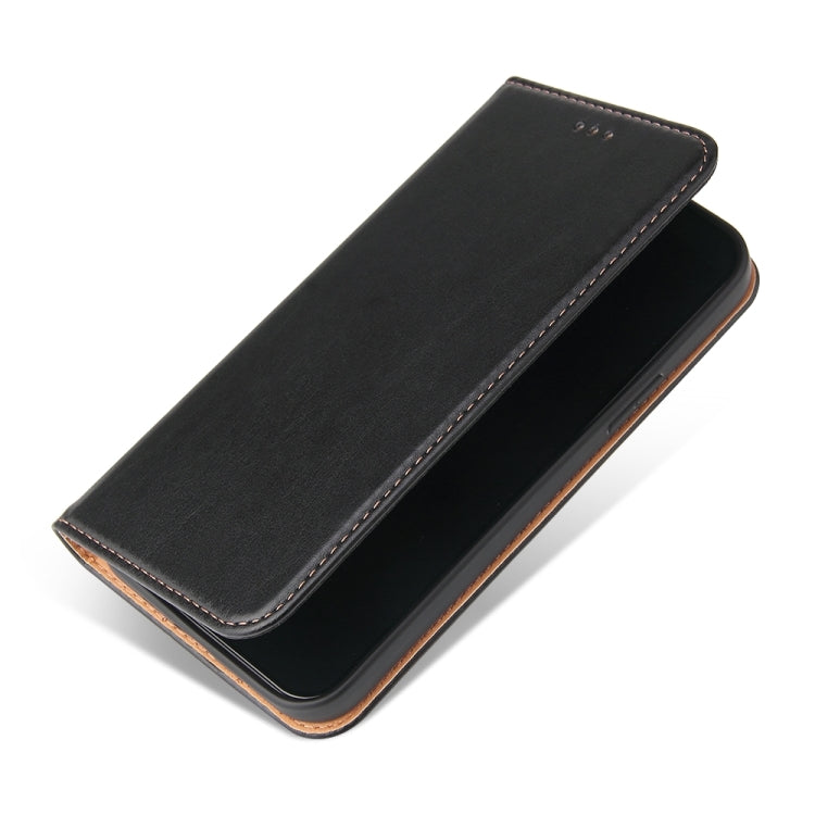 For iPhone 15 Fierre Shann PU Genuine Leather Texture Phone Case(Black) by FIERRE SHANN