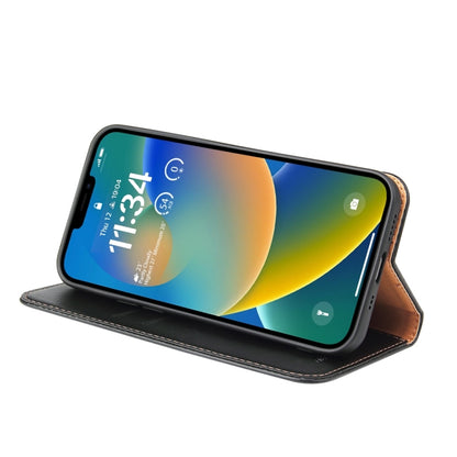 For iPhone 15 Fierre Shann PU Genuine Leather Texture Phone Case(Black) by FIERRE SHANN