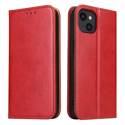 For iPhone 15 Fierre Shann PU Genuine Leather Texture Phone Case(Red) by FIERRE SHANN