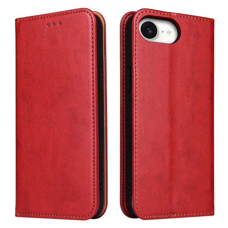 For iPhone 16e Fierre Shann PU Genuine Leather Texture Phone Case(Red) by FIERRE SHANN