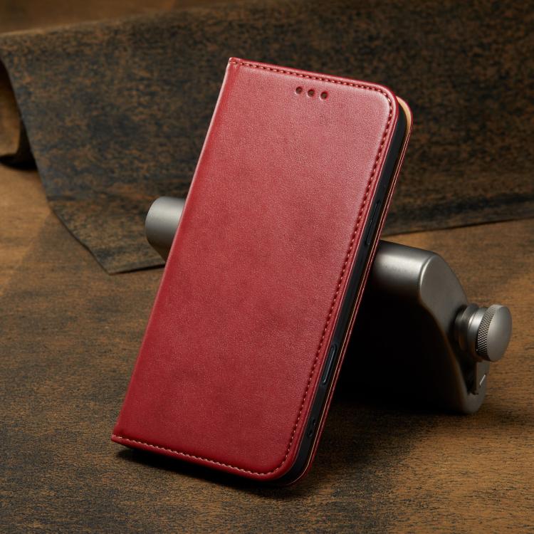 For iPhone 17 Fierre Shann PU Genuine Leather Texture Phone Case(Red) by FIERRE SHANN