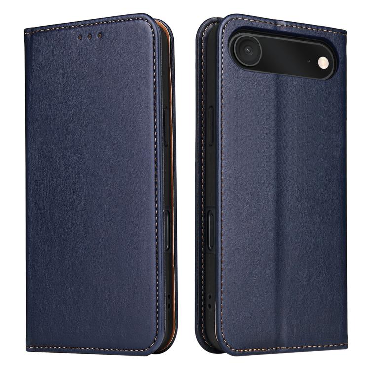 For iPhone Air Fierre Shann PU Genuine Leather Texture Phone Case(Blue) by FIERRE SHANN