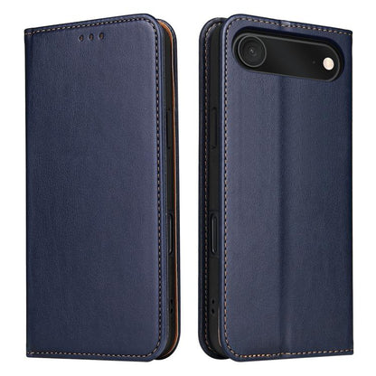 For iPhone Air Fierre Shann PU Genuine Leather Texture Phone Case(Blue) by FIERRE SHANN