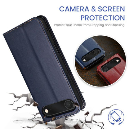 For iPhone Air Fierre Shann PU Genuine Leather Texture Phone Case(Blue) by FIERRE SHANN