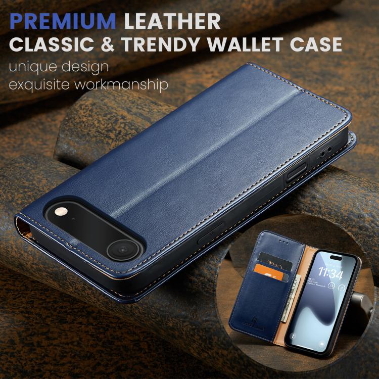 For iPhone Air Fierre Shann PU Genuine Leather Texture Phone Case(Blue) by FIERRE SHANN