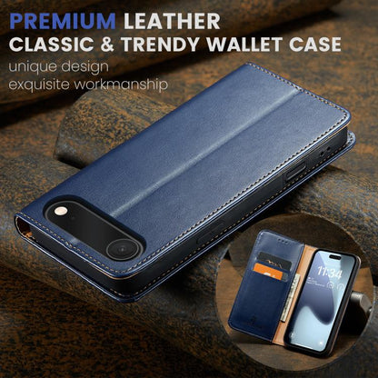 For iPhone Air Fierre Shann PU Genuine Leather Texture Phone Case(Blue) by FIERRE SHANN