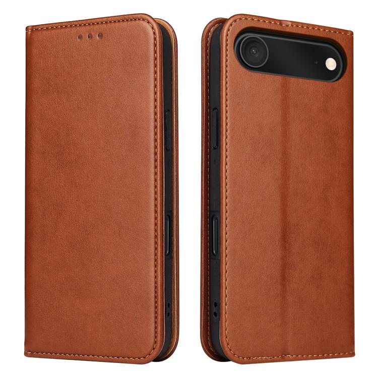 For iPhone Air Fierre Shann PU Genuine Leather Texture Phone Case(Brown) by FIERRE SHANN