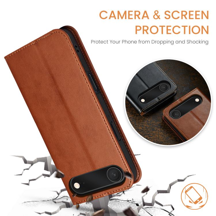 For iPhone Air Fierre Shann PU Genuine Leather Texture Phone Case(Brown) by FIERRE SHANN