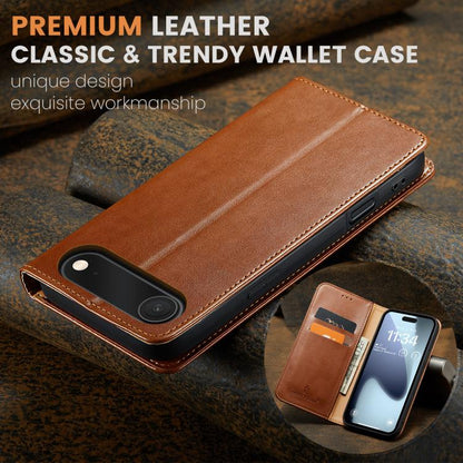 For iPhone Air Fierre Shann PU Genuine Leather Texture Phone Case(Brown) by FIERRE SHANN