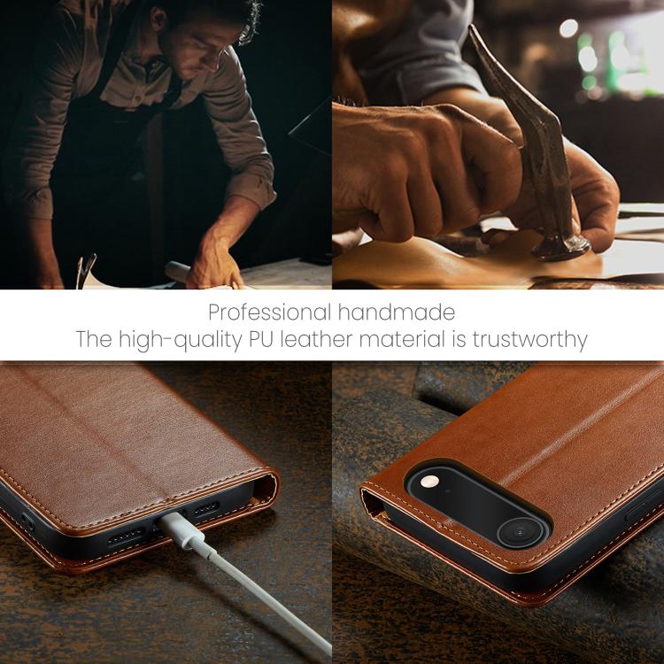 For iPhone Air Fierre Shann PU Genuine Leather Texture Phone Case(Brown) by FIERRE SHANN