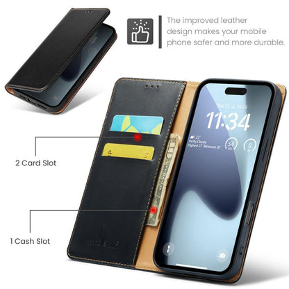For iPhone Air Fierre Shann PU Genuine Leather Texture Phone Case(Black) by FIERRE SHANN