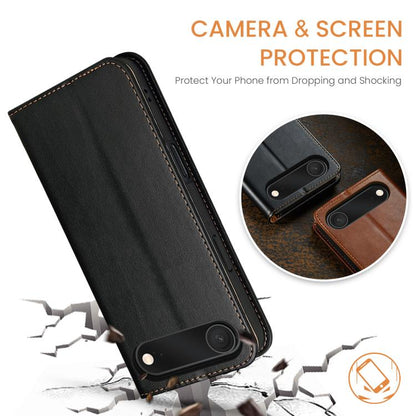 For iPhone Air Fierre Shann PU Genuine Leather Texture Phone Case(Black) by FIERRE SHANN