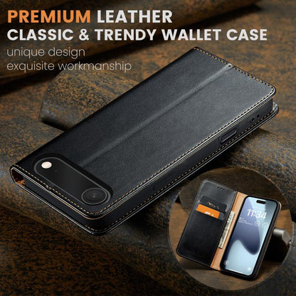 For iPhone Air Fierre Shann PU Genuine Leather Texture Phone Case(Black) by FIERRE SHANN