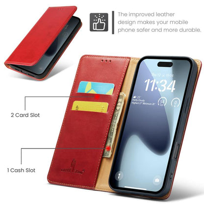 For iPhone Air Fierre Shann PU Genuine Leather Texture Phone Case(Red) by FIERRE SHANN