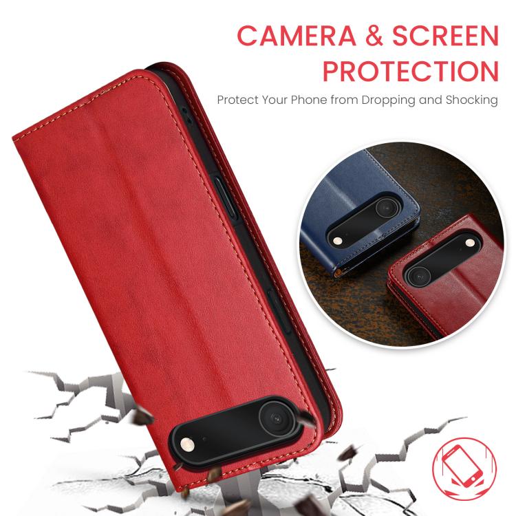 For iPhone Air Fierre Shann PU Genuine Leather Texture Phone Case(Red) by FIERRE SHANN