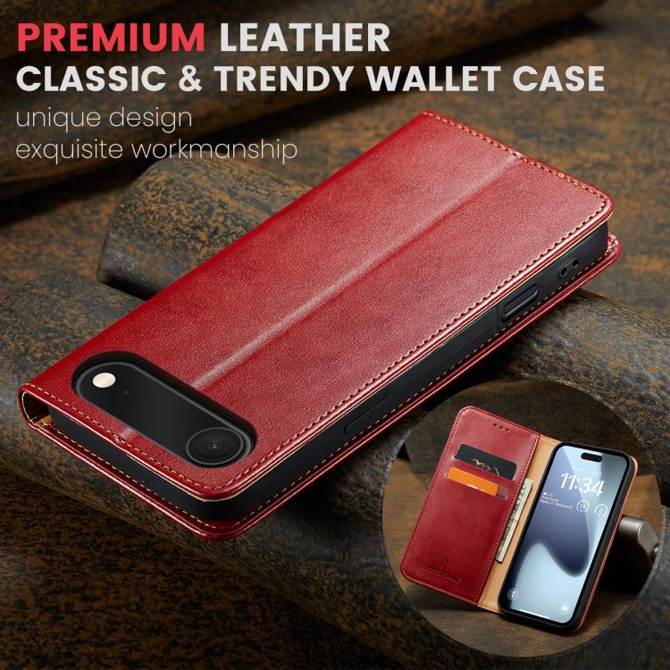 For iPhone Air Fierre Shann PU Genuine Leather Texture Phone Case(Red) by FIERRE SHANN