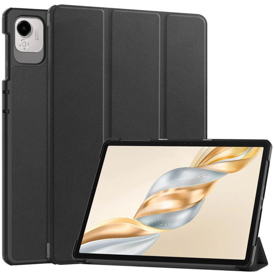 For Honor Pad X9 Pro Custer Texture 3-Fold Holder Leather Smart Tablet Case(Black) by bashfashion