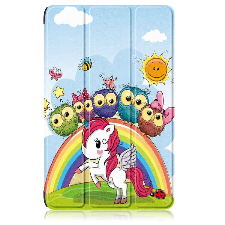For Honor Pad X9 / X8 Pro 11.5 Coloured Drawing 3-Fold Holder Leather Tablet Case(White Unicorn) by bashfashion