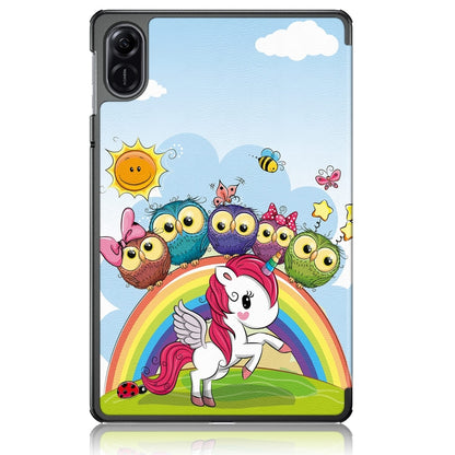 For Honor Pad X9 / X8 Pro 11.5 Coloured Drawing 3-Fold Holder Leather Tablet Case(White Unicorn) by bashfashion