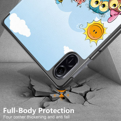 For Honor Pad X9 / X8 Pro 11.5 Coloured Drawing 3-Fold Holder Leather Tablet Case(White Unicorn) by bashfashion