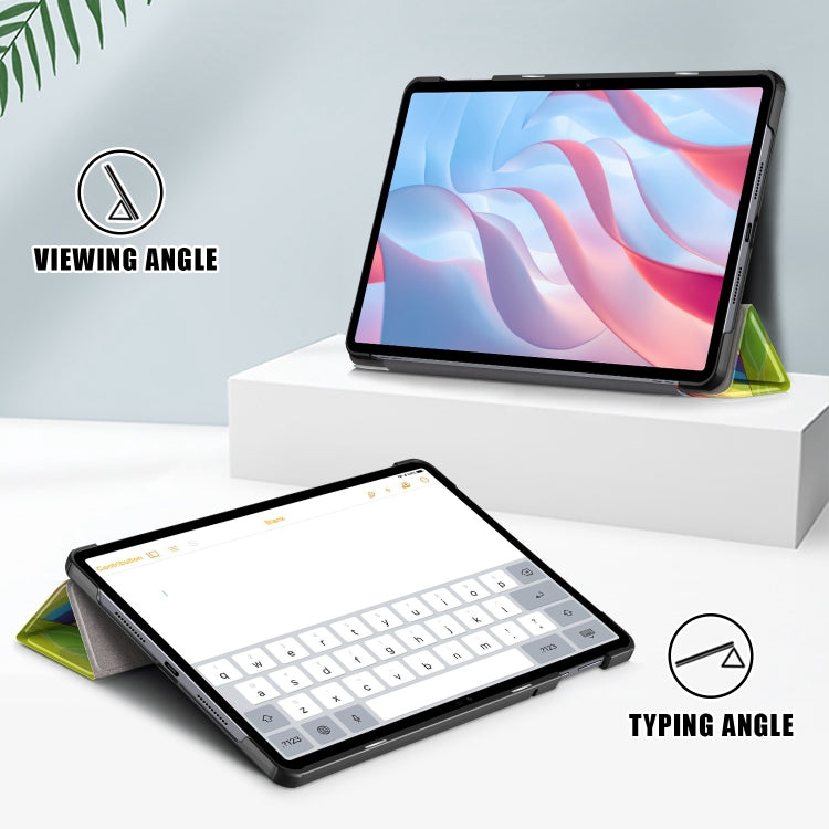 For Honor Pad X9 / X8 Pro 11.5 Coloured Drawing 3-Fold Holder Leather Tablet Case(White Unicorn) by bashfashion