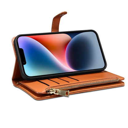 For iPhone 15 Plus ESEBLE Star Series Lanyard Zipper Wallet RFID Leather Case(Brown) by ESEBLE