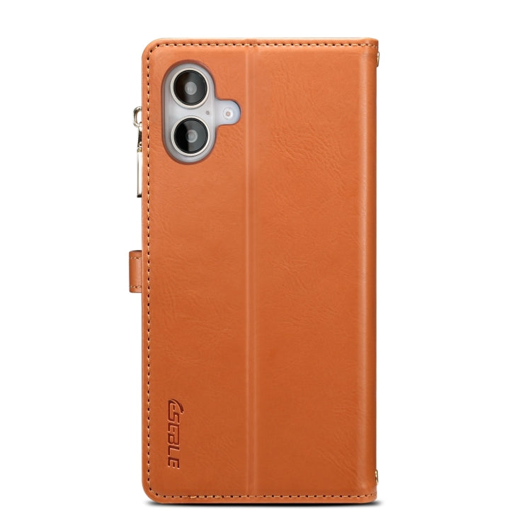 For iPhone 16 Plus ESEBLE Star Series Lanyard Zipper Wallet RFID Leather Case(Brown) by ESEBLE