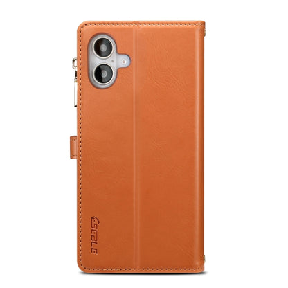 For iPhone 16 Plus ESEBLE Star Series Lanyard Zipper Wallet RFID Leather Case(Brown) by ESEBLE