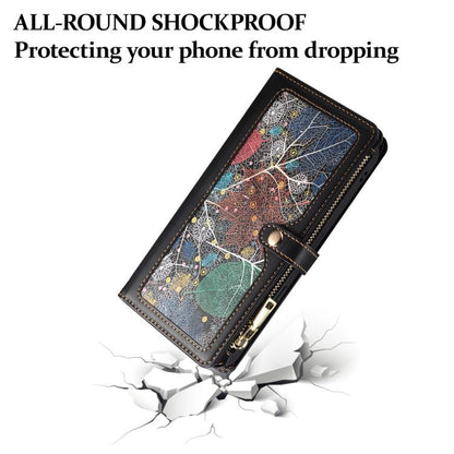 For iPhone 16e ESEBLE Star Series Lanyard Zipper Wallet RFID Leather Case(Black) by ESEBLE