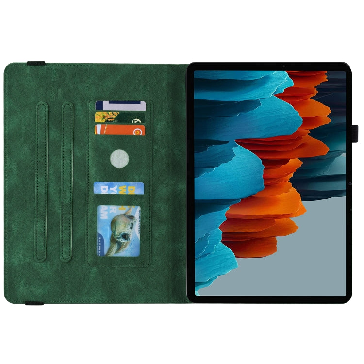 For Samsung Galaxy Tab S9+ Butterfly Flower Embossed Leather Tablet Case(Green) by bashfashion