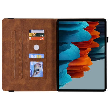 For Samsung Galaxy Tab S9+ Butterfly Flower Embossed Leather Tablet Case(Brown) by bashfashion