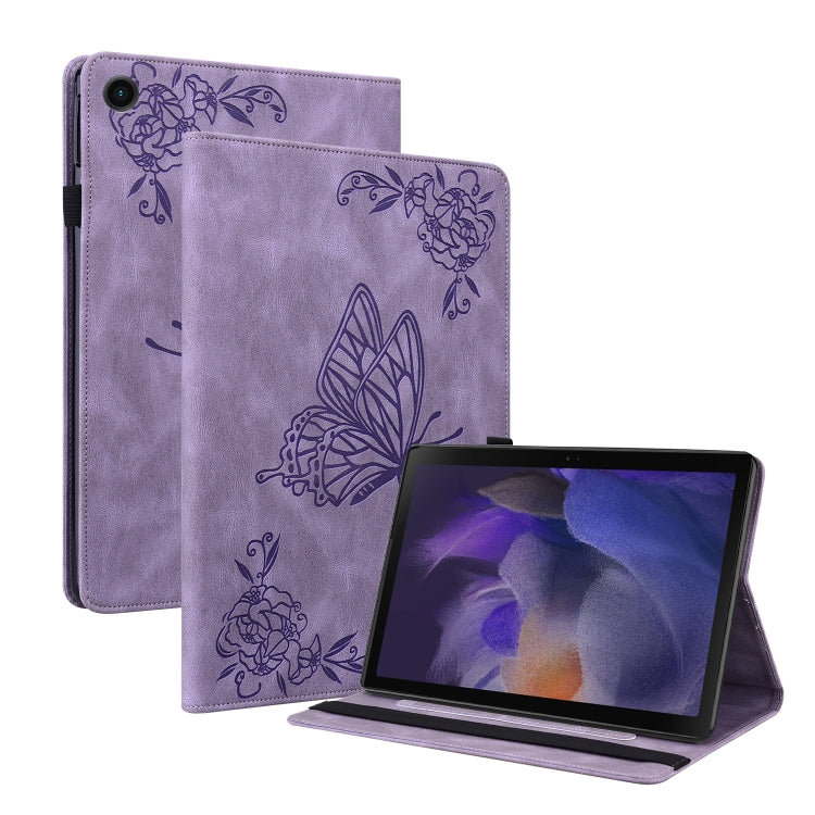 For Samsung Galaxy Tab A11+ / А9+ Butterfly Flower Embossed Leather Tablet Case(Purple) by bashfashion