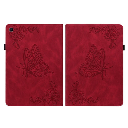 For Samsung Galaxy Tab S5e/T720/T725 Butterfly Flower Embossed Leather Tablet Case(Red) by bashfashion