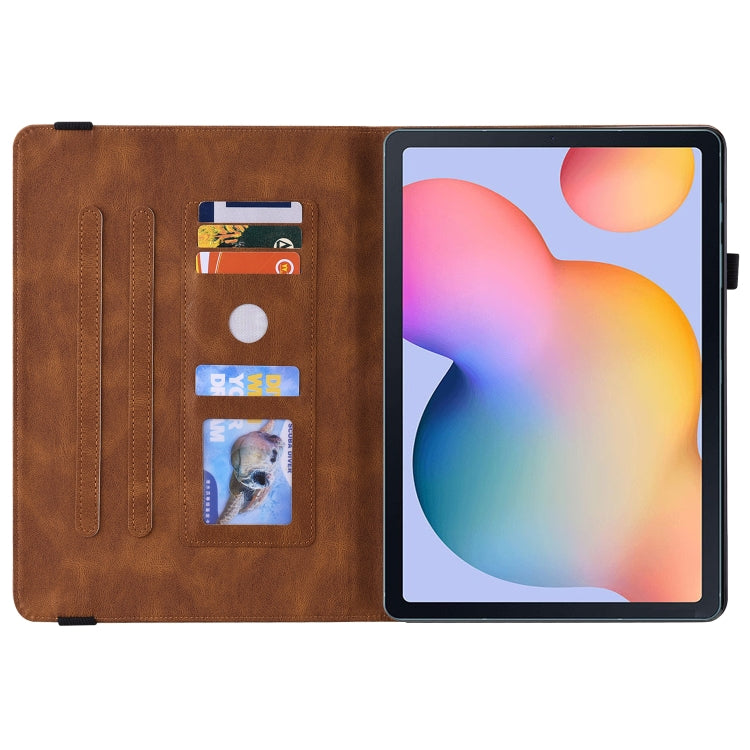 For Samsung Galaxy Tab S5e/T720/T725 Butterfly Flower Embossed Leather Tablet Case(Brown) by bashfashion
