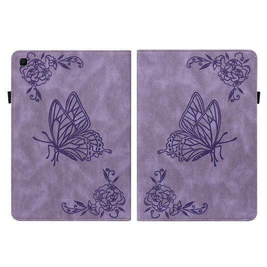 For Samsung Galaxy Tab S5e/T720/T725 Butterfly Flower Embossed Leather Tablet Case(Purple) by bashfashion