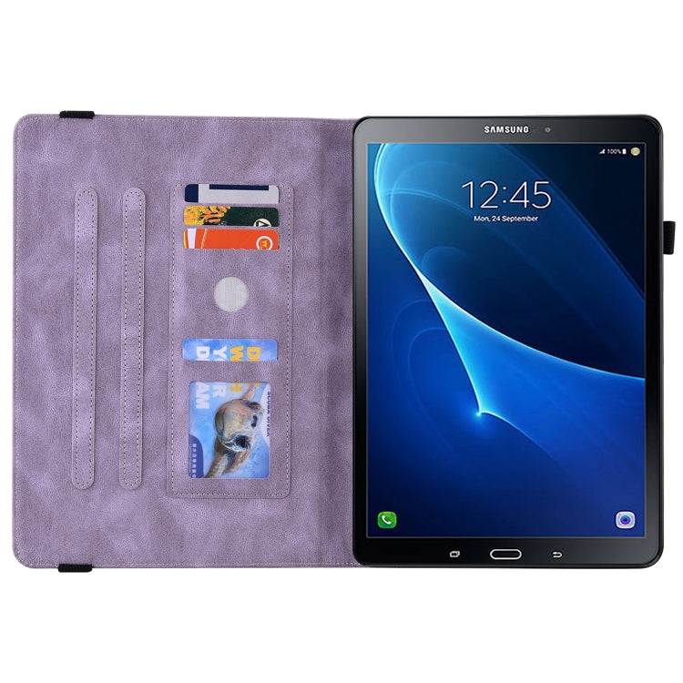 For Samsung Galaxy Tab A 10.1 2016/T580/T585 Butterfly Flower Embossed Leather Tablet Case(Purple) by bashfashion