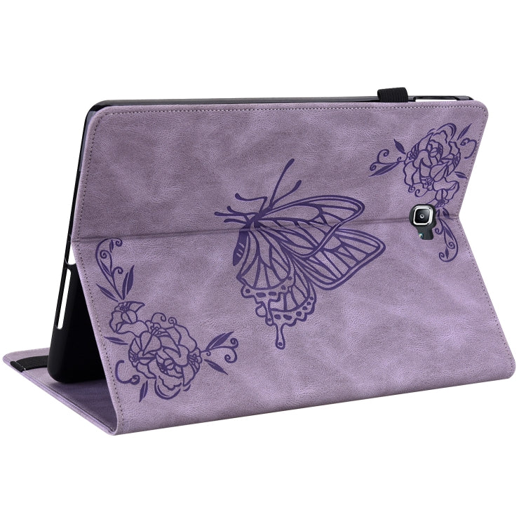 For Samsung Galaxy Tab A 10.1 2016/T580/T585 Butterfly Flower Embossed Leather Tablet Case(Purple) by bashfashion