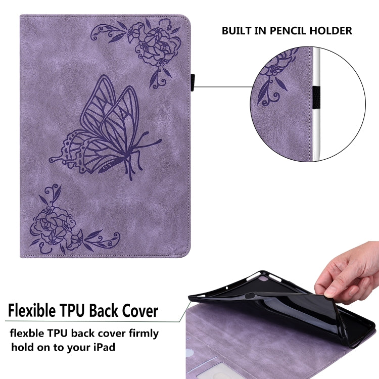 For Samsung Galaxy Tab A 10.1 2016/T580/T585 Butterfly Flower Embossed Leather Tablet Case(Purple) by bashfashion